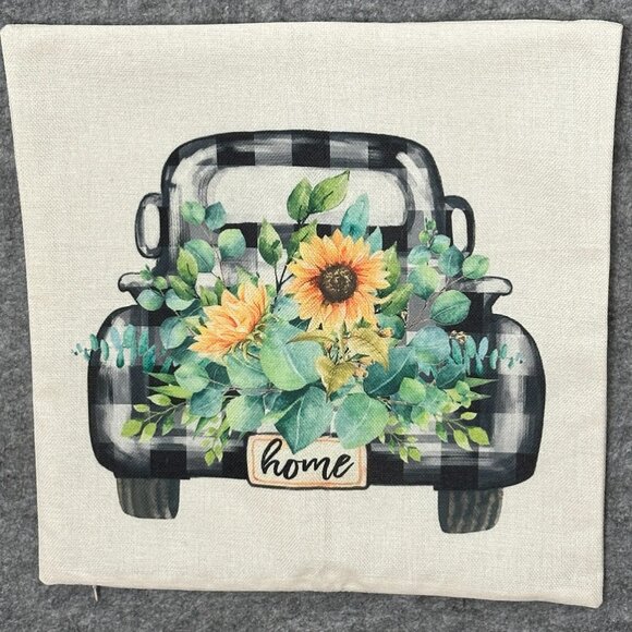 Fall Pillow Covers 18x18 (approximately) - Set of 4 Farmhouse - Home Sunflowers - Picture 3 of 9